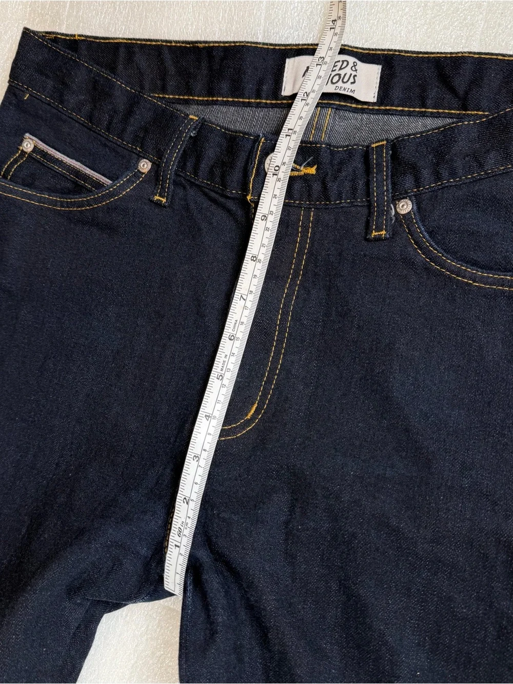 Naked And Famous Stacked Guy Indigo Stretch 33x32 Selveged Jeans Party Note